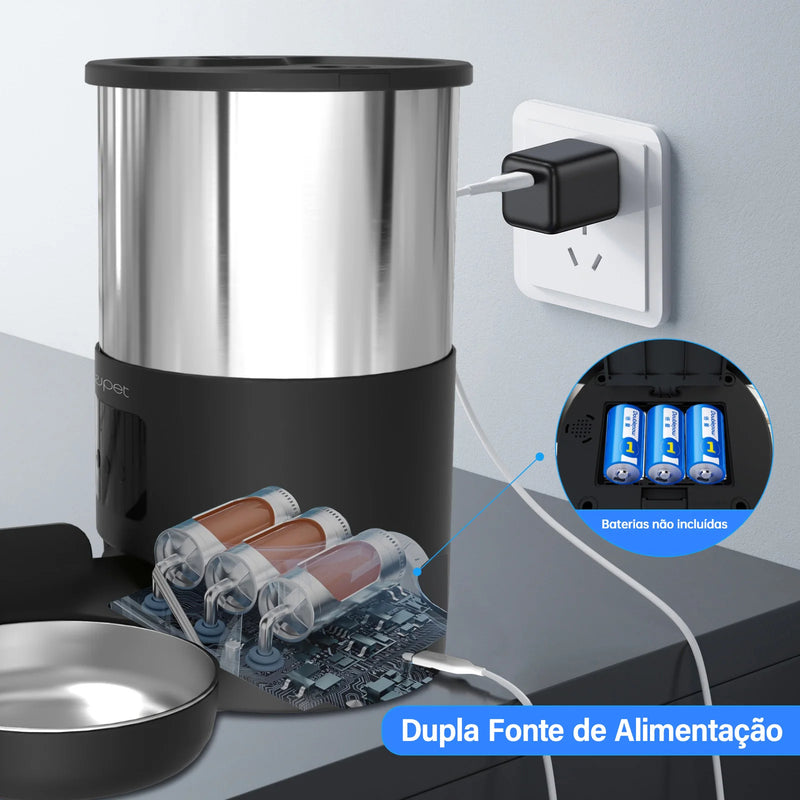 Newpet Comedouro para gato ou cachorro de 5 litros com microfone