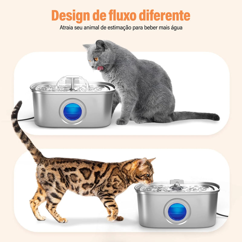 Newpet Bebedouro para gatos em aço inoxidável