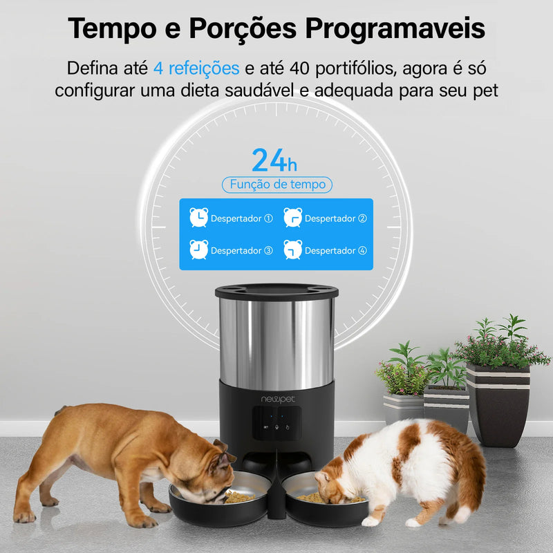 Newpet Comedouro para gato ou cachorro de 5 litros com microfone