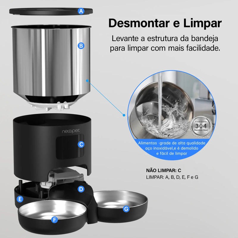 Newpet Comedouro para gato ou cachorro de 5 litros com microfone
