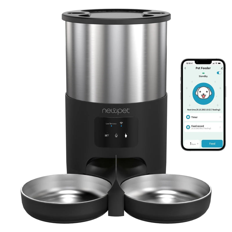 Newpet Comedouro para gato ou cachorro de 5 litros com microfone