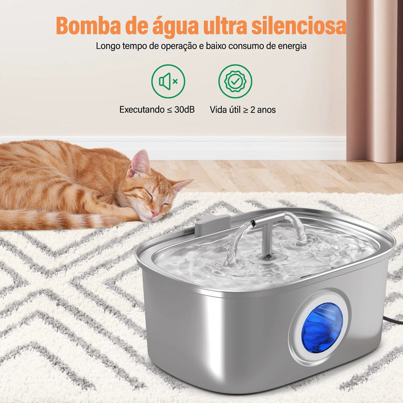 Newpet Bebedouro para gatos em aço inoxidável