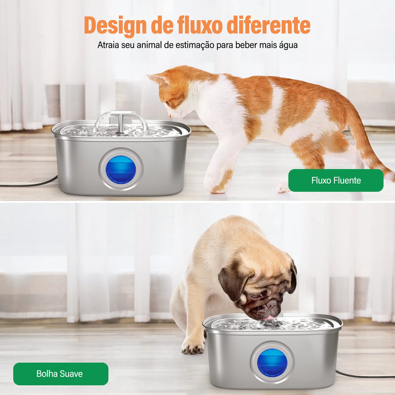 Newpet Bebedouro para gatos em aço inoxidável